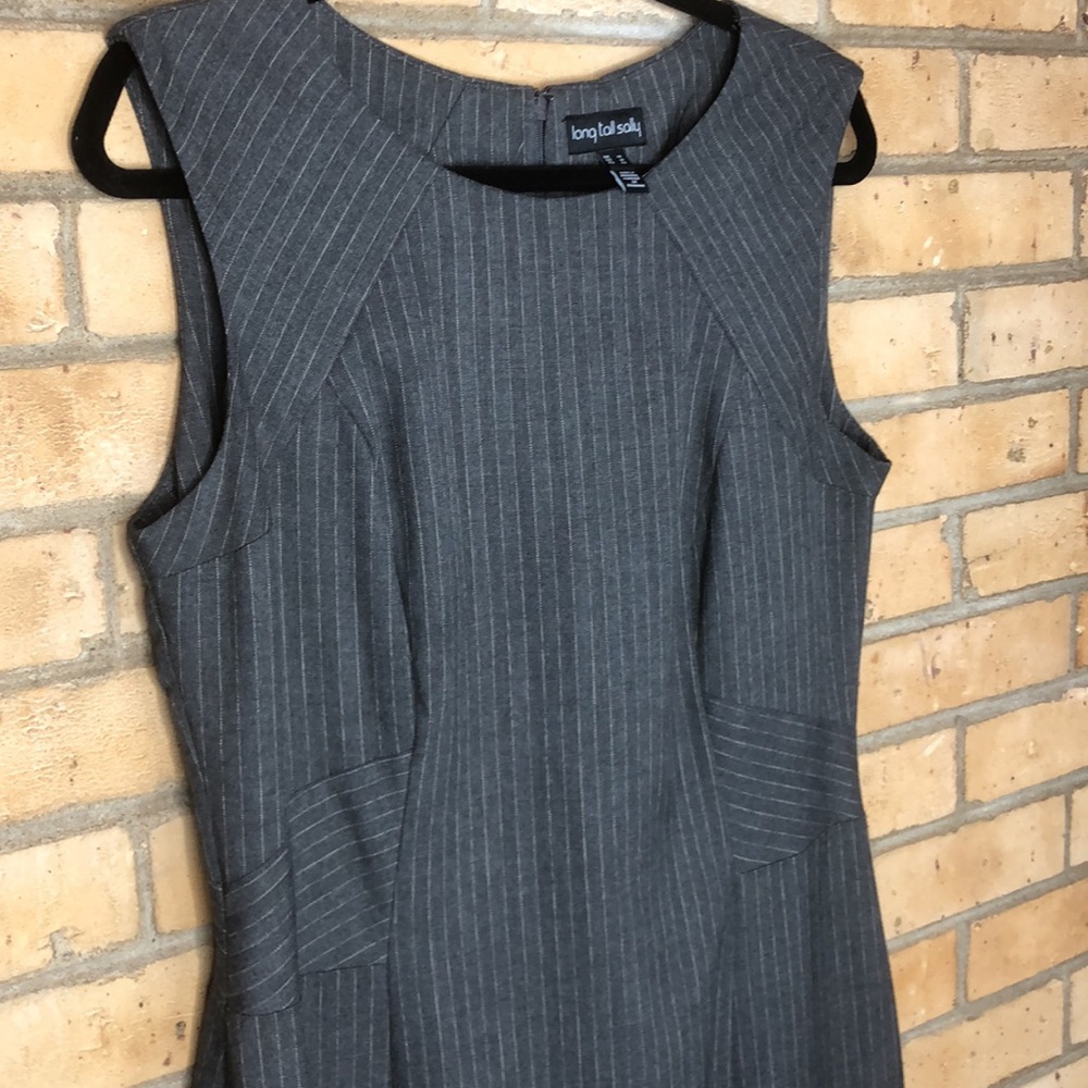 LTS Gray pinstripe dress Sz 10 Tall - Picture 4 of 8